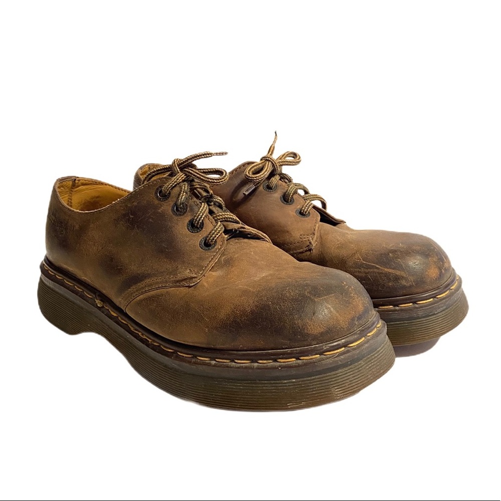 VTG Dr. Martens Brown leather Oxford chunky heel